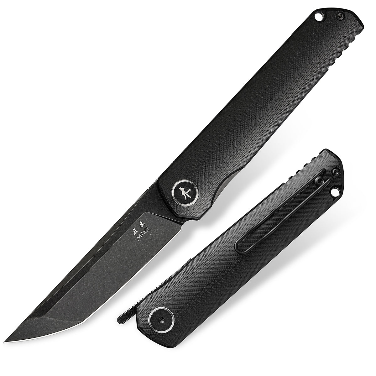Miki Folding Pocket Knife,3.6-Inch Tanto D2 Plain Blade,G-10 Outdoor Camping Hiking Knife,Pocket Samurai Folding Knife,Unique Tool Gift for EDC Men Women