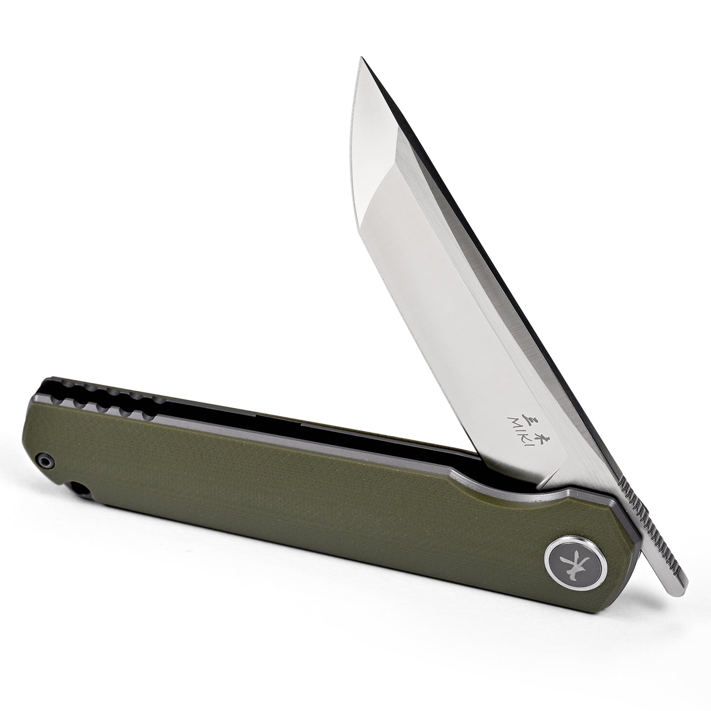 Miki EDC Pocket Knife, Sharp D2 Steel Blade Green G10 Handle, Folding Pocket Samurai Knives with Pocket Clip, Camping Hiking Pocket Knife for Men