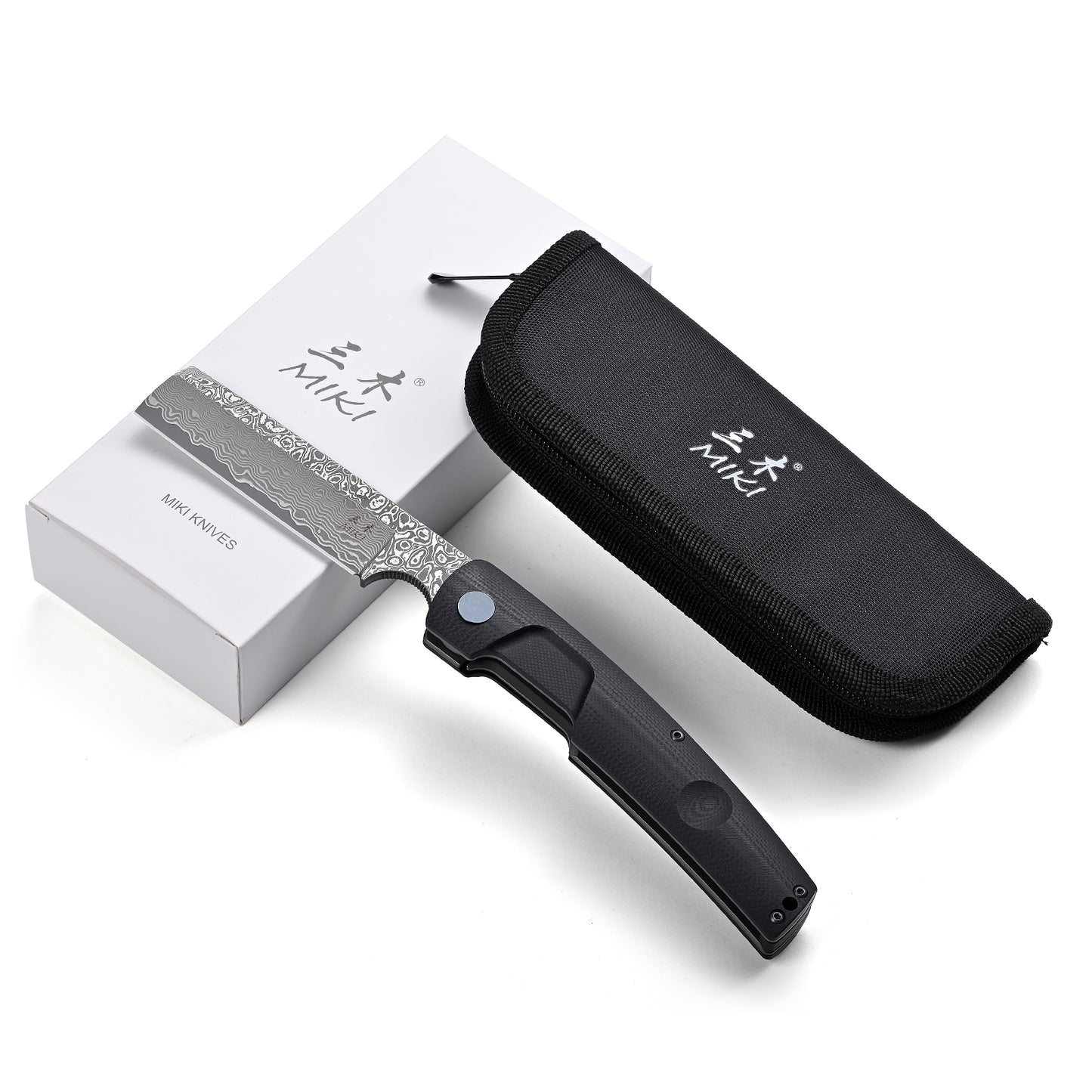 MIKI Pocket Japanese Razor Folding Knives for Men Linner Lock,3.9" Handmade Damascus steel Blade G-10 Handle EDC Knife with Pocket Clip for Men Women Camping Survival Hiking