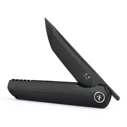 Miki Folding Pocket Knife,3.6-Inch Tanto D2 Plain Blade,G-10 Outdoor Camping Hiking Knife,Pocket Samurai Folding Knife,Unique Tool Gift for EDC Men Women