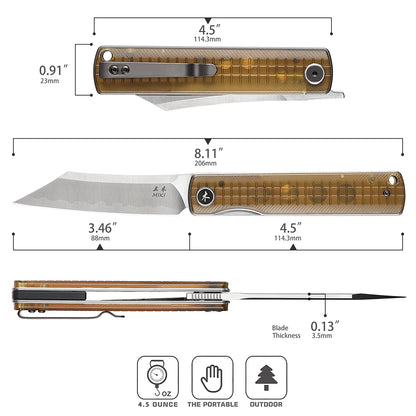 MIKI Folding Pocket Japanese Knife, PEI Handle，Japanese SLD-MAGIC Steel Blade, Pocket Clip,Camping Hiking Knives, Every day Carry EDC Knife