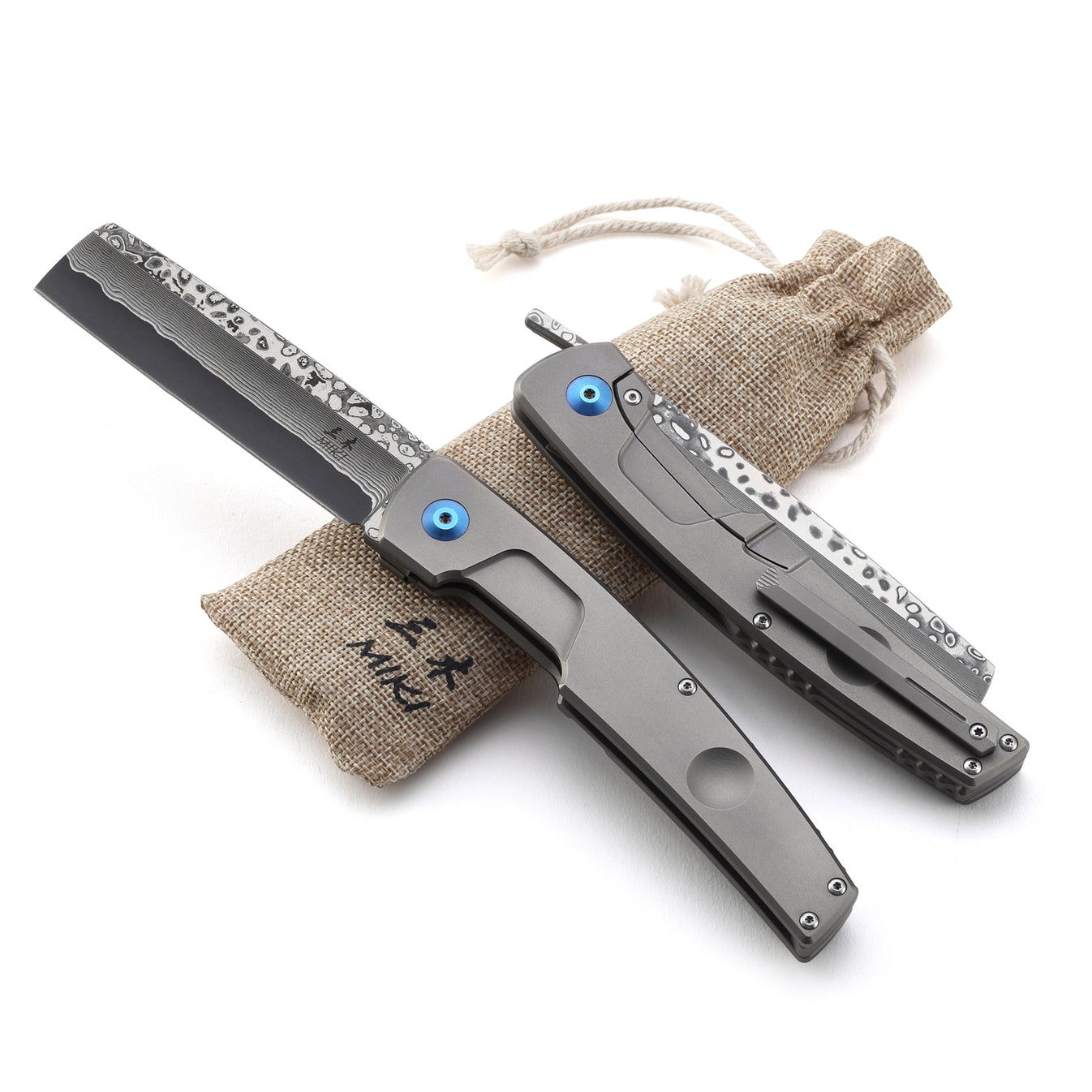 Miki Handmade Damascus Steel Razor,Camping Pocket Folding Japanese Kni