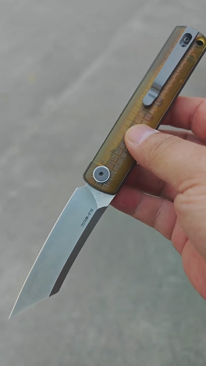 MIKI Folding Pocket Japanese Knife, PEI Handle，Japanese SLD-MAGIC Steel Blade, Pocket Clip,Camping Hiking Knives, Every day Carry EDC Knife